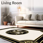 Classic Black Gold Monogram Border Rug