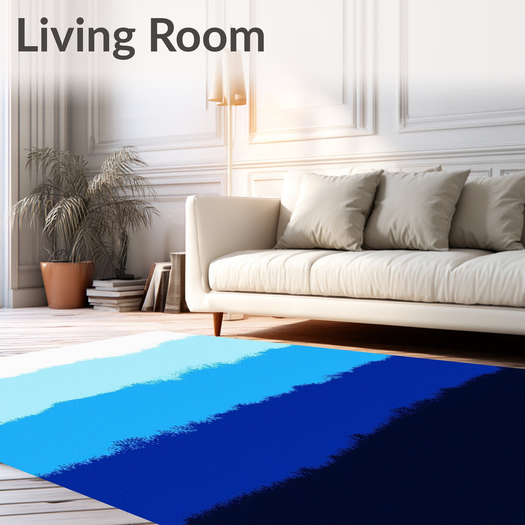 Deep Blue Gradient Abstract Waves Rug