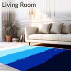 Deep Blue Gradient Abstract Waves Rug