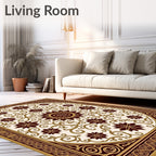 Rich Burgundy Floral Swirl Cream Rug