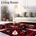 Red Black Festive Gnome Mandala Rug