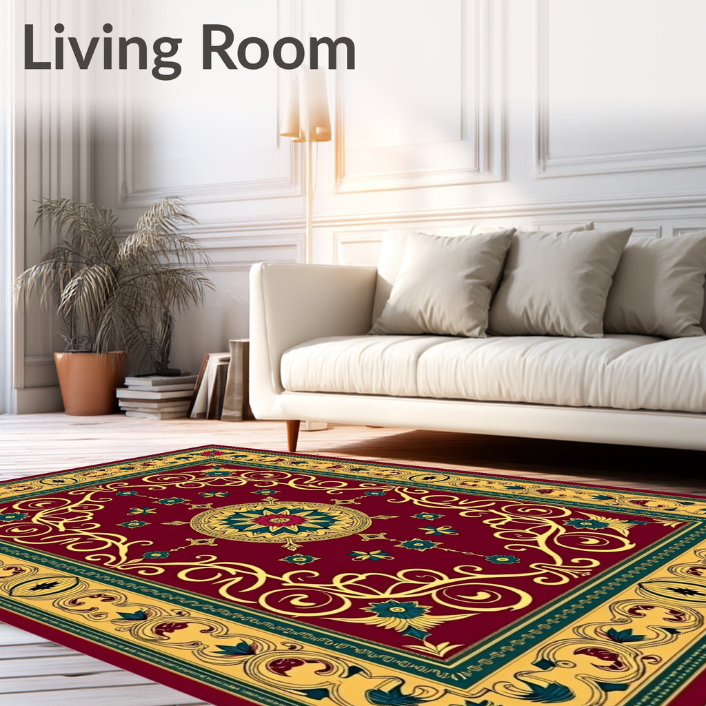 Rich Maroon Floral Medallion Heritage Rug
