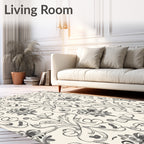 Art Nouveau Gray Floral Swirl Rug