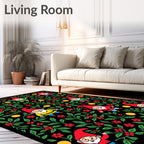 Whimsical Gnome Floral Garden Throw Rug
