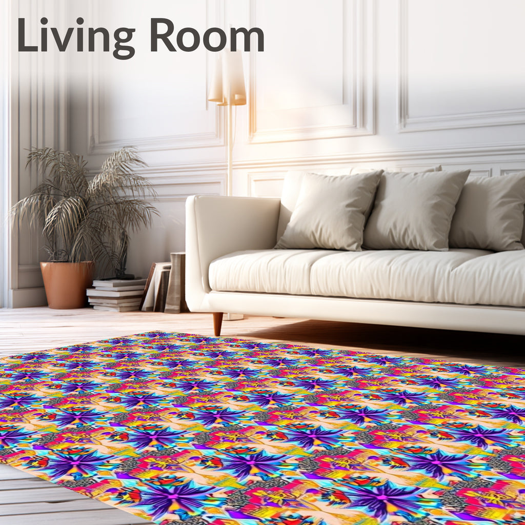 Vibrant Purple Yellow Kaleidoscopic Garden Rug