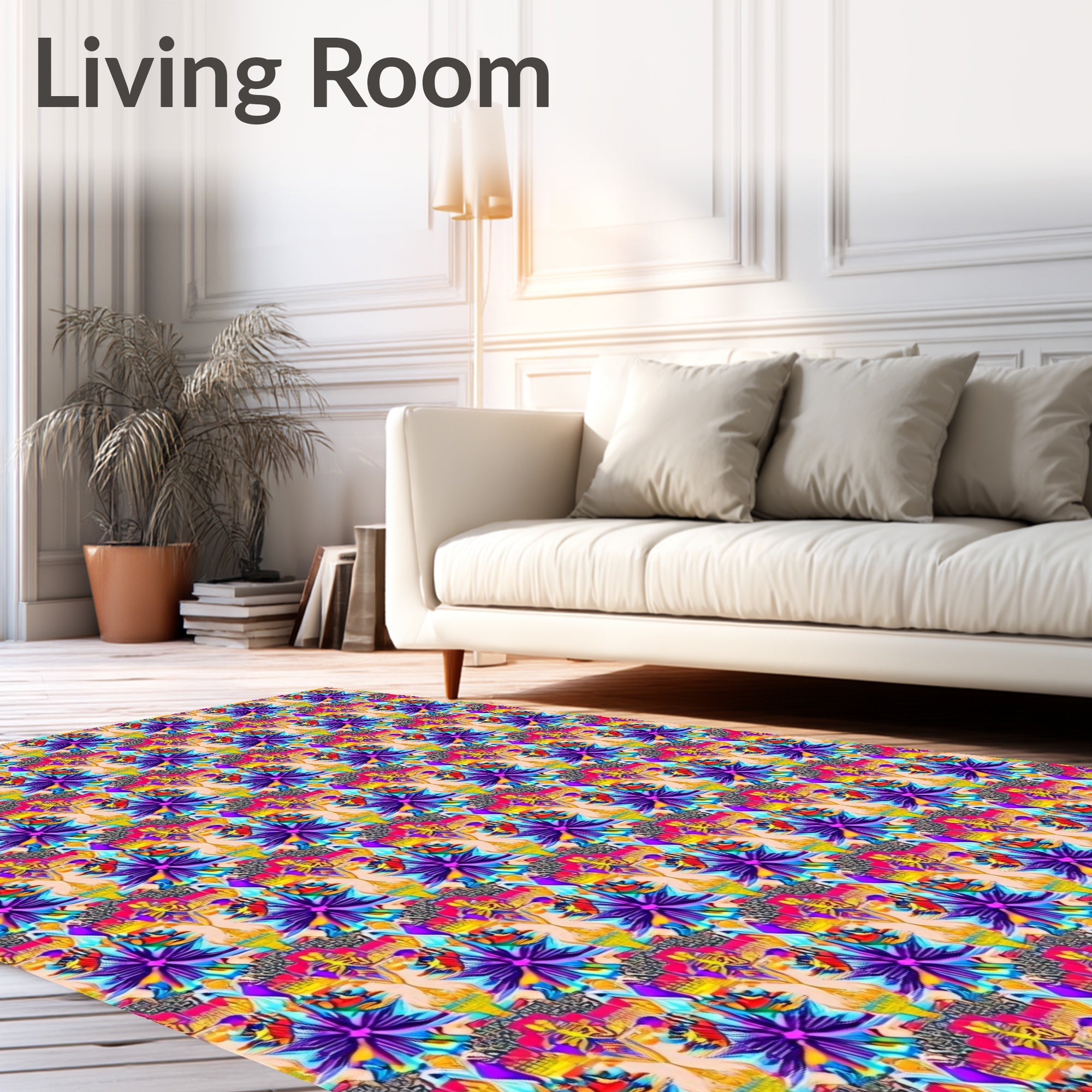 Vibrant Purple Yellow Kaleidoscopic Garden Rug