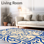 Royal Blue Ornamental Oval Border Rug