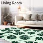 Dark Green Tropical Leaf Scatter Rug