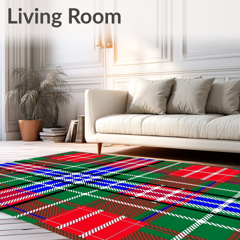 Green Red Blue Tartan Checkered Rug