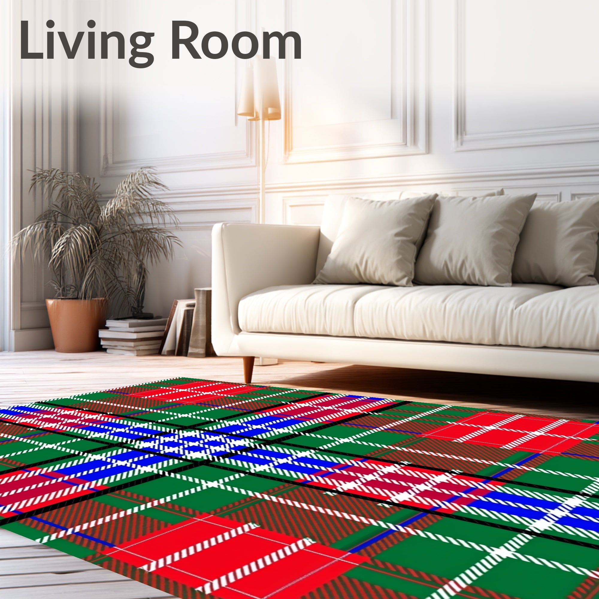 Green Red Blue Tartan Checkered Rug