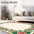 Pink Rose Vine Border Rug