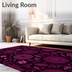 Deep Fuchsia Petal and Leaf Arrangement Rug