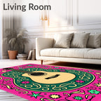 Vibrant Acoustic Guitar Floral Swirls Rug