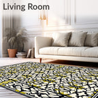 Black Gold Intricate Floral Lattice Art Rug