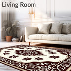 Elegant Crimson Floral Medallion Border Rug