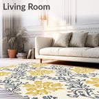 Golden Yellow Floral Scroll Work Rug