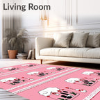 Pink Whimsical Cloud House Candy Cane Rug