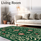 Emerald Green Vintage Floral Medallion Rug
