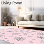Pastel Pink Snowflake Scatter Rug