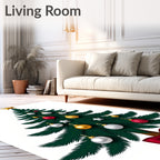 Festive Decorated Green Christmas Tree Rug