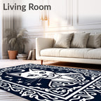 White Moonlit Cat Mystic Border Rug