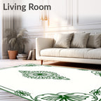 Emerald Green Floral Mandala Frame Rug