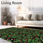 Dark Green Berry Floral Garland Rug