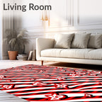 Bold Red White Starburst Stripes Rug