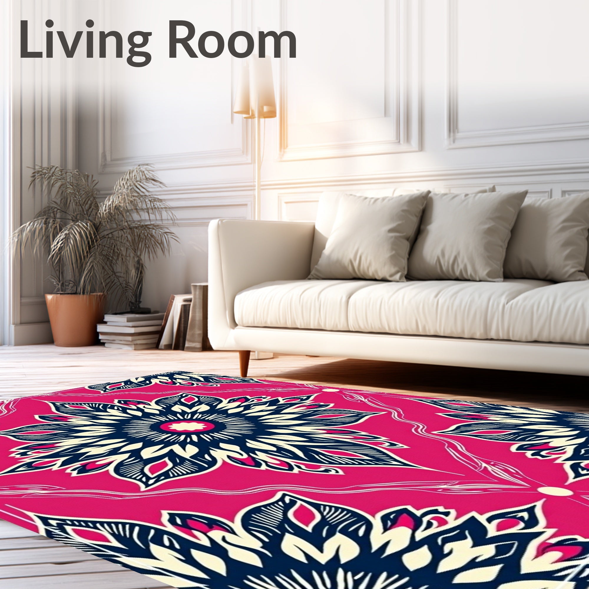 Vibrant Pink Medallion Floral Rug