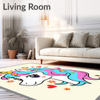 Adorable Unicorn Hearts and Flowers Rug
