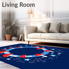 Whimsical Red Mushroom Stars Garland Rug