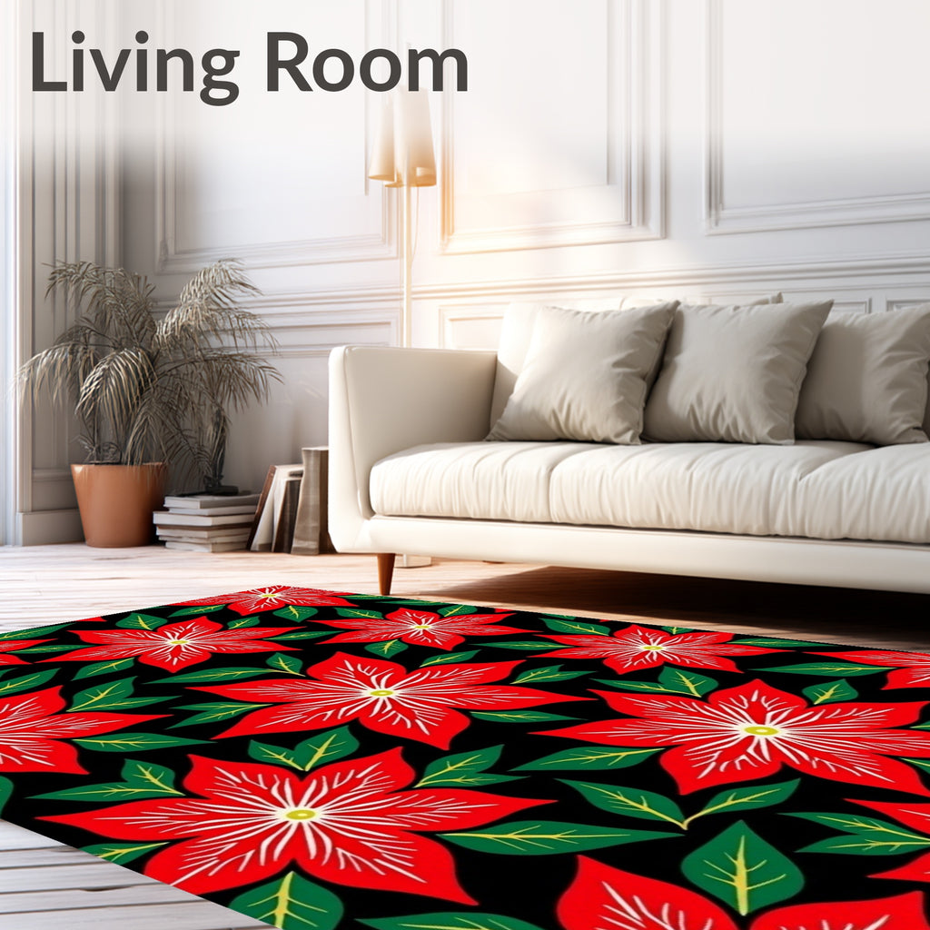 Bold Red Poinsettia Garden Rug