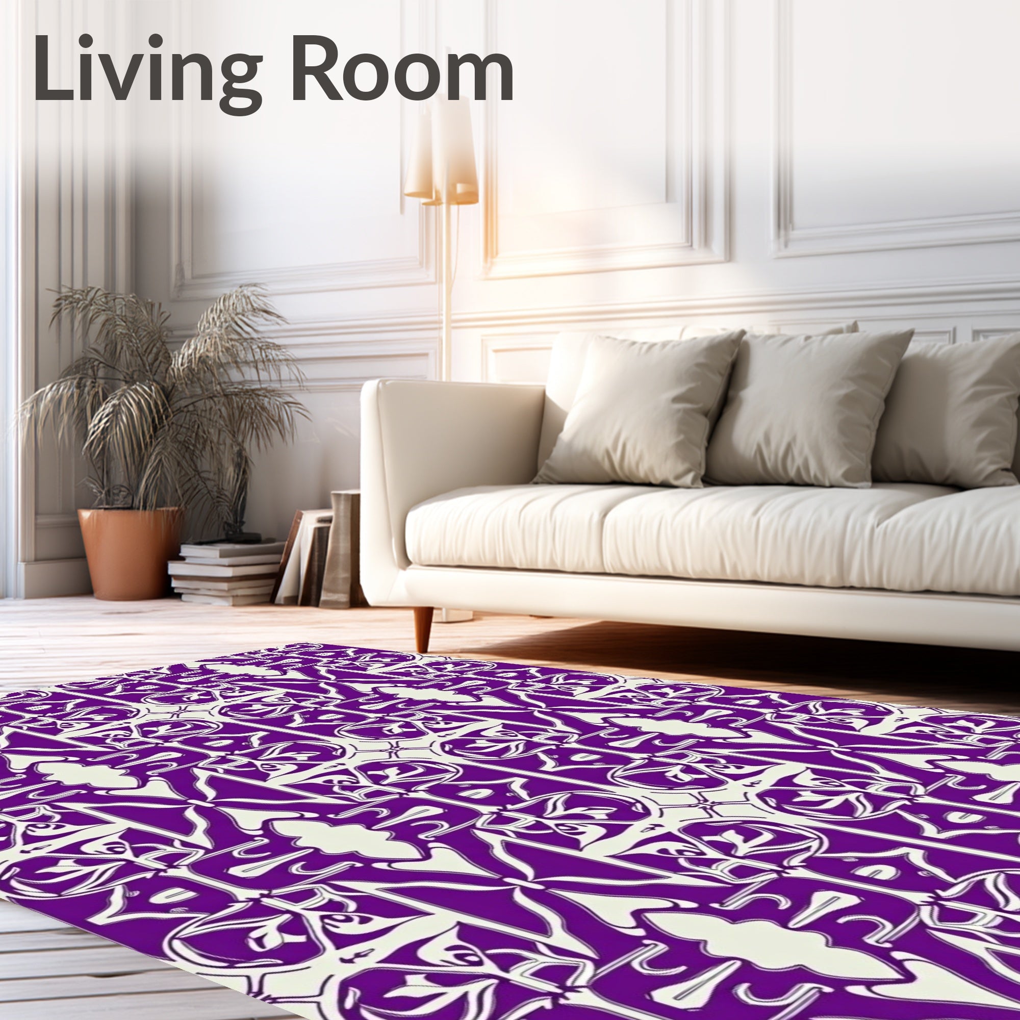 Elegant Amethyst Art Nouveau Floral Rug