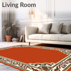 Antique Red Floral Vine Border Rug
