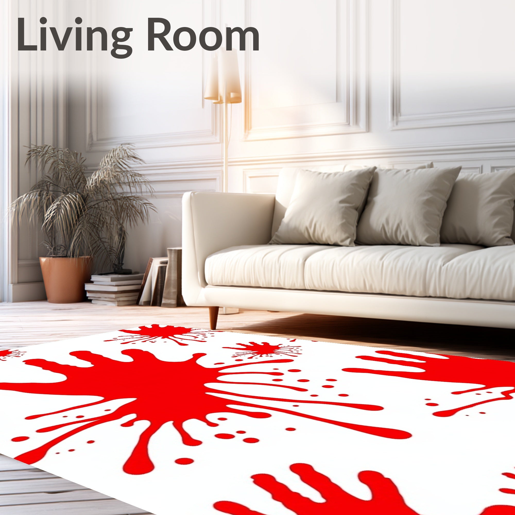 Crimson Splatter Handprint Splash Rug
