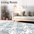 Ornate Blue Heart Scrollwork Rug