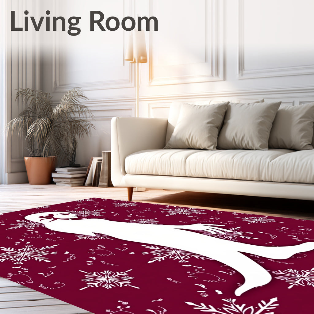 Crimson White Snowflake Figure Allegory Rug