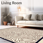 Cream Marbled Contour Line Rug