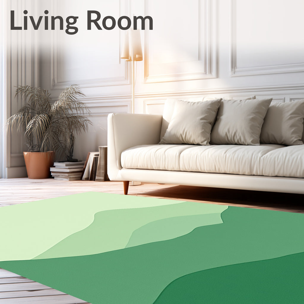 Gradient Green Abstract Landscape Hills Rug