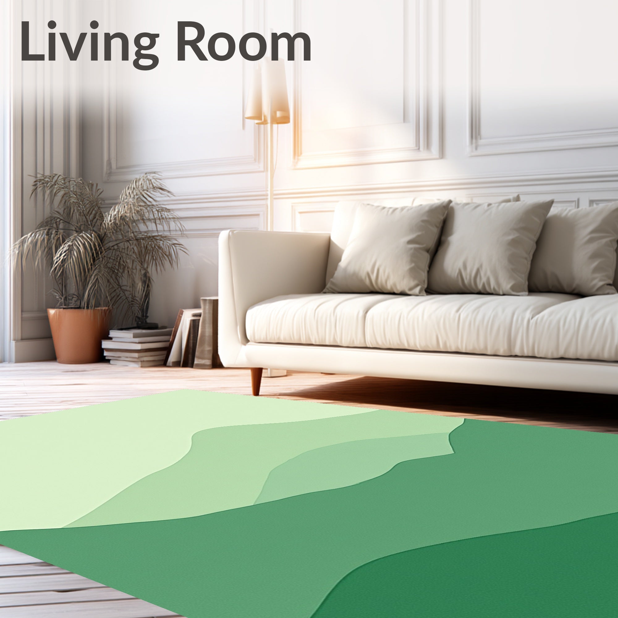 Gradient Green Abstract Landscape Hills Rug