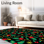 Black Red Holly Berry Vine Rug