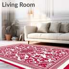 Crimson Baroque Scrollwork Medallion Rug