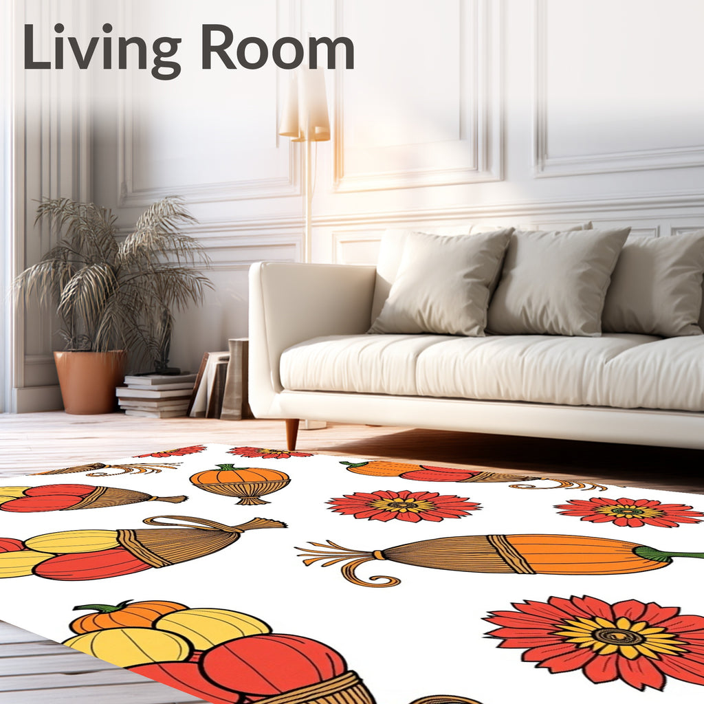 Harvest Cornucopia Pumpkin Floral Rug