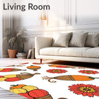 Harvest Cornucopia Pumpkin Floral Rug