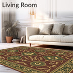 Crimson Floral Medallion Art Deco Rug