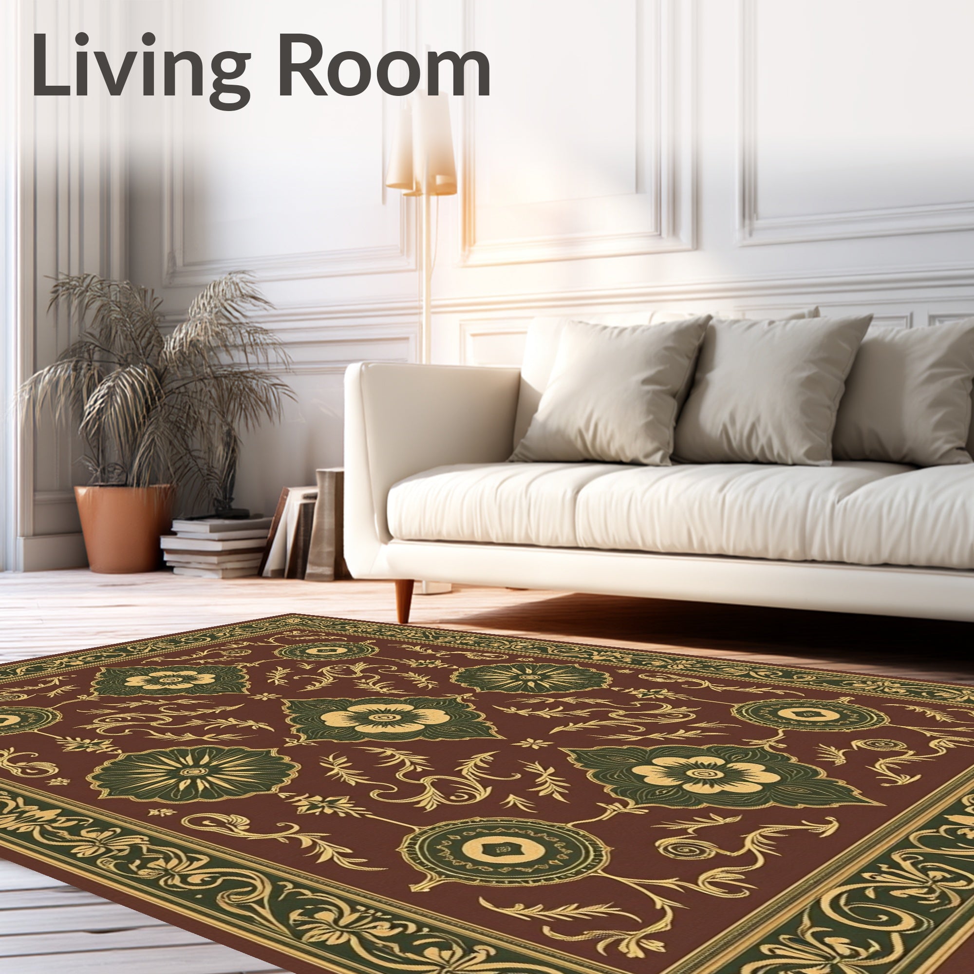 Crimson Floral Medallion Art Deco Rug
