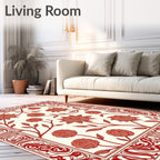 Scarlet Bloom Branch Border Field Rug