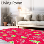 Red Pine Tree Floral Medley Rug