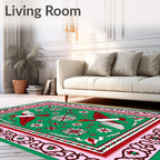 Whimsical Flying Birds Green Floral Rug