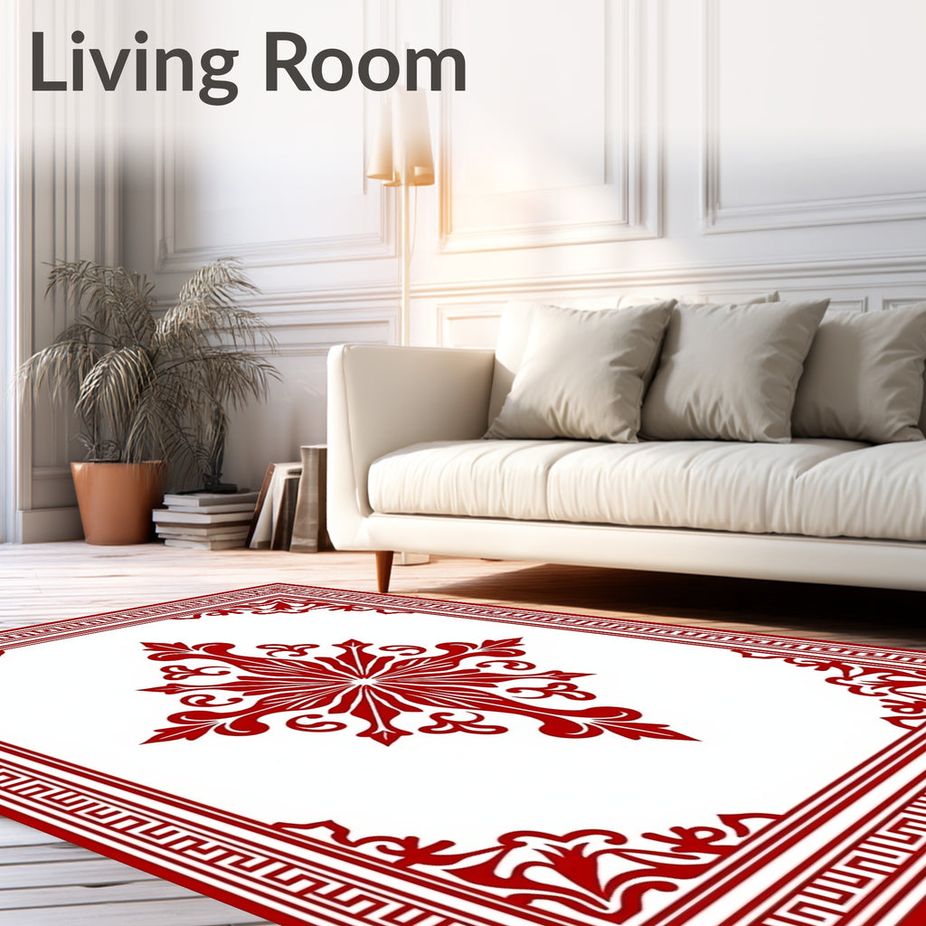 Crimson Traditional Medallion Four Corners Rug